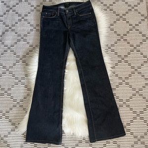 Ann Taylor Signature Mid-Rise Dark Denim Wash Flare & Wide Leg Jeans 4